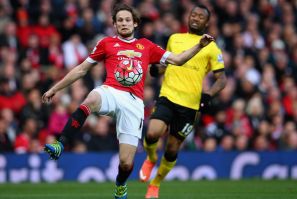 Daley Blind clears the ball for United