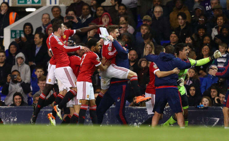 Manchester United's youngsters celebrate their success
