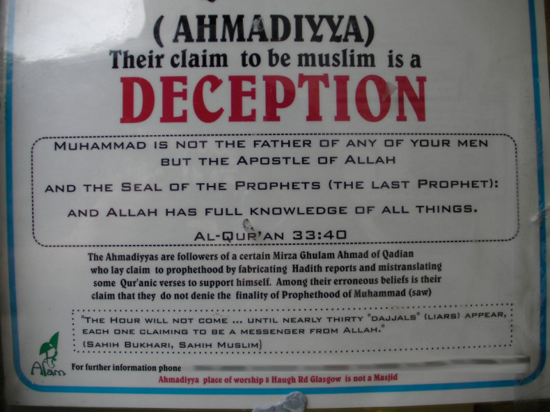 Anti-Ahmadi poster taken down from a shop in south Glasgow