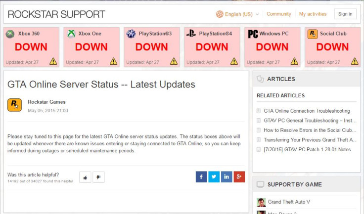 Gta Online Servers Down Gta 5 And Rockstar Social Club Go Dark In Multi Platform Outage