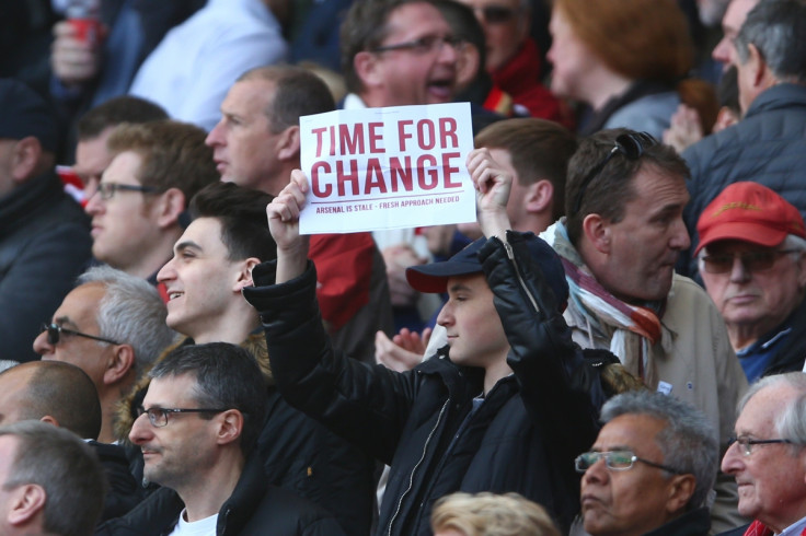 An Arsenal fan protests