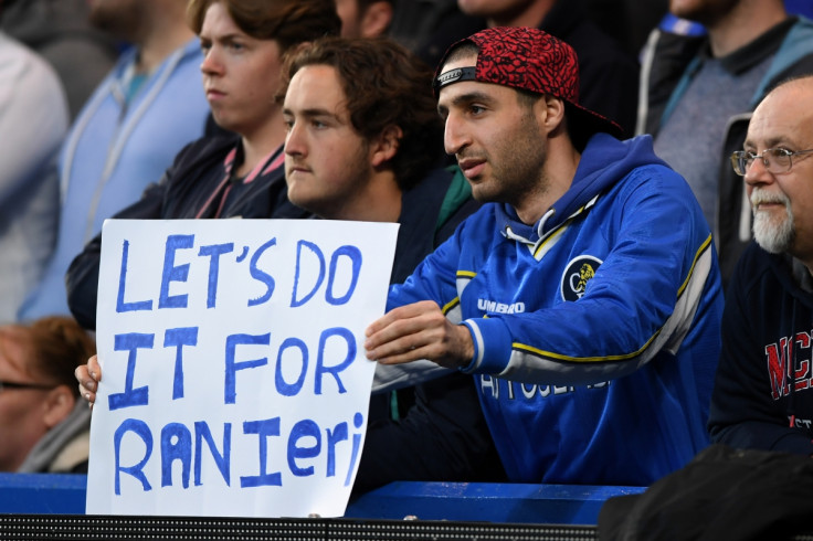 A Chelsea fan makes his feelings clear
