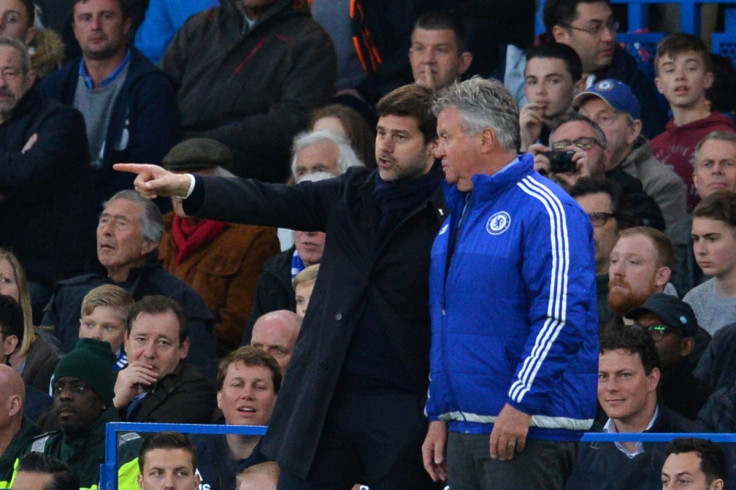 Pochettino (left) and Hiddink in discussion