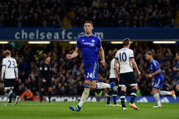 Gary Cahill wheels away Gary Cahill wheels away