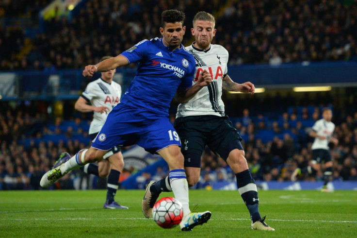 Diego Costa wins the ball