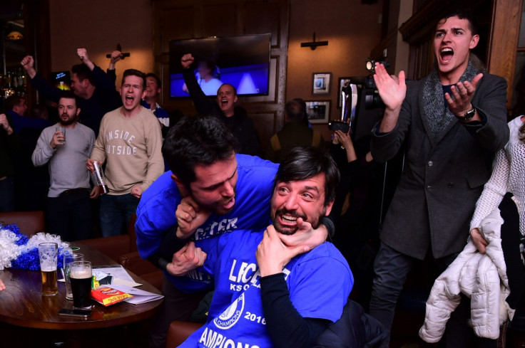 Leicester City fans celebrate their title win