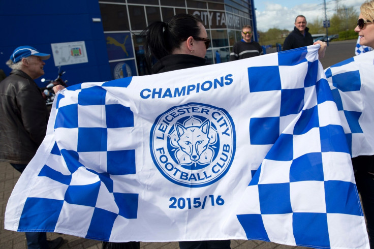 Leicester fans fly champion's flag