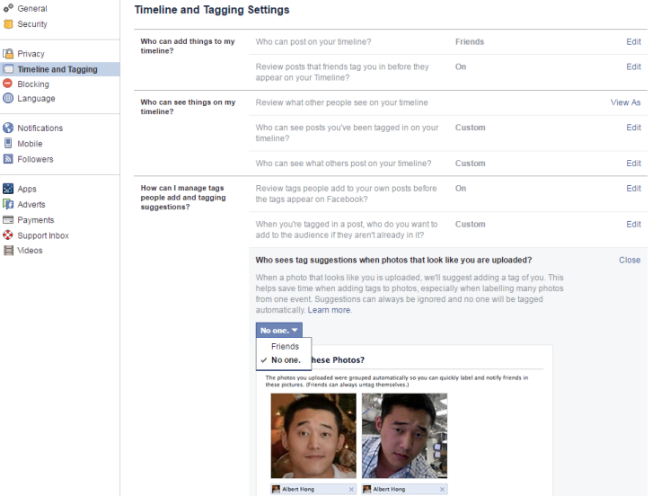 How to turn off Facebook's auto-tagging feature 