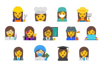 Emojis of women's professions proposed by Google