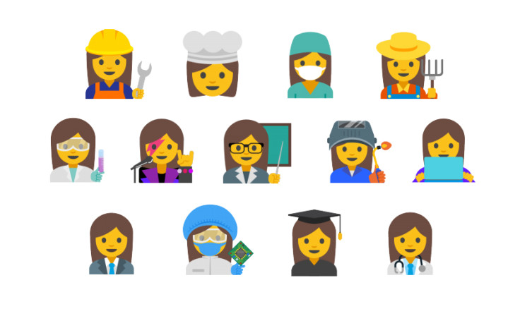 Emojis of women's professions proposed by Google