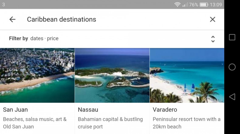 Google Destinations screenshot