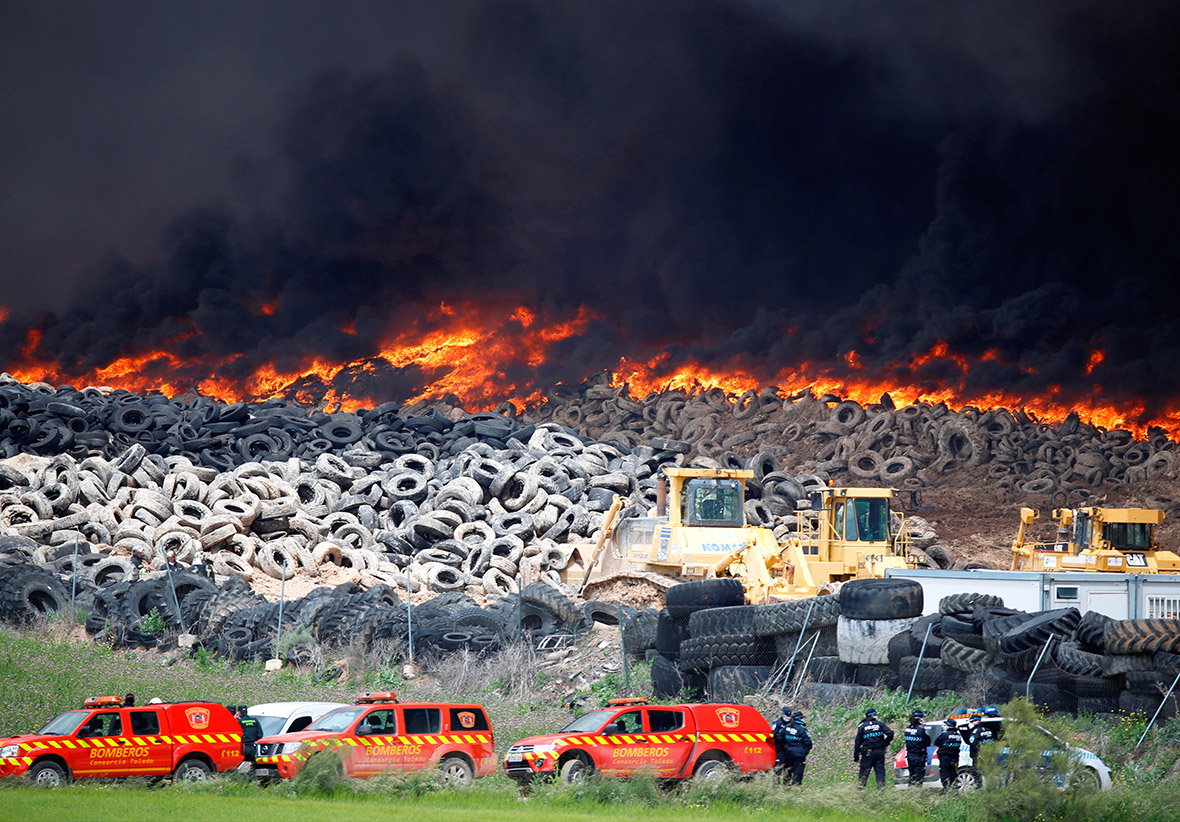 Sesena tyre fire madrid Spain