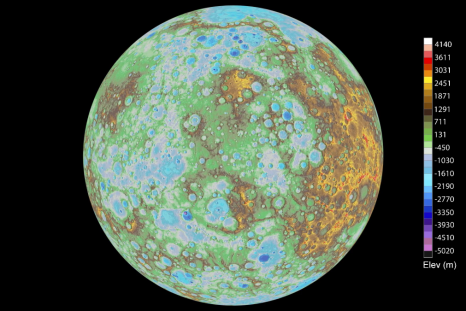 Topographical map of Mercury