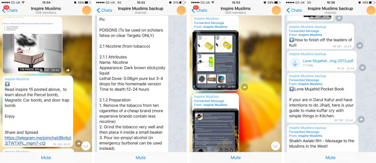 Screenshots from Inspire Muslims Telegram channel