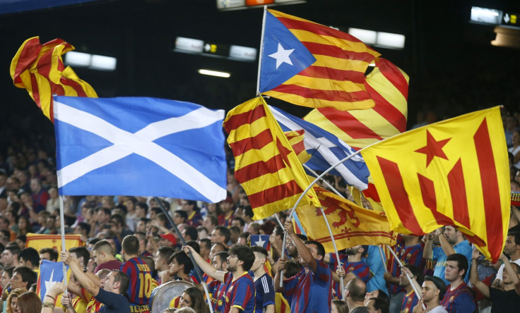 Scottish flag and Catalan flags