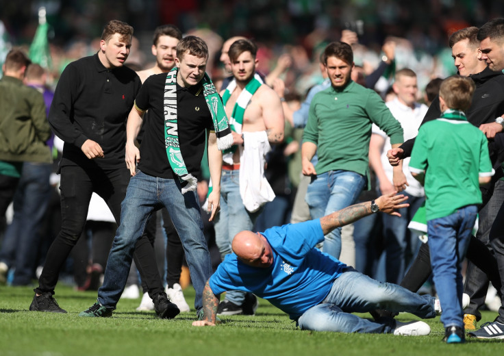 Image result for hibs rangers pitch invasion