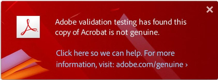 Adobe warns of non-genuine software