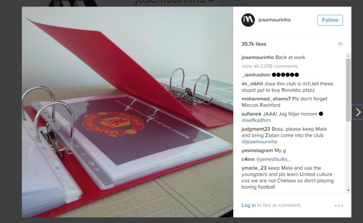 Jose Mourinho's Instagram post