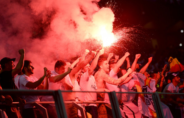 Real Madrid fans celebrate Real Madrid fans celebrate