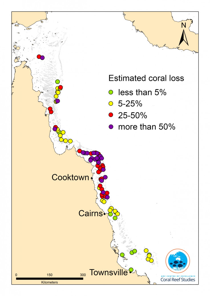 Great Barrier Reef bleaching map