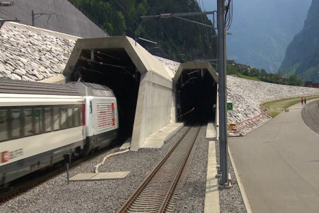 Swiss train in Gotthard Base Tunnel
