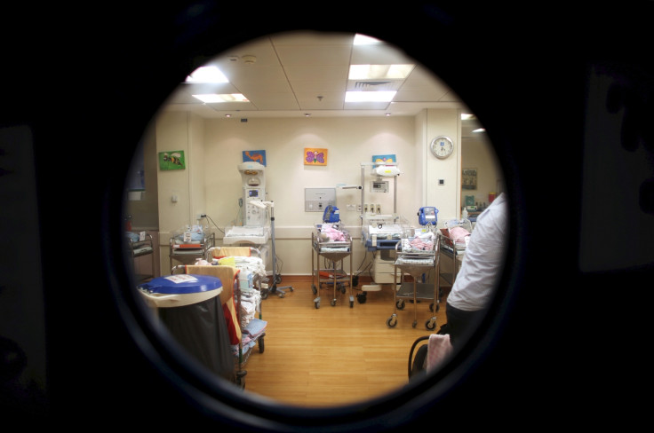 Newborn babies in hospital nursery