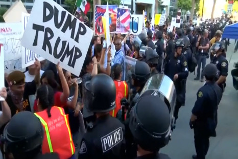 Anti-Trump demonstrators clash with police