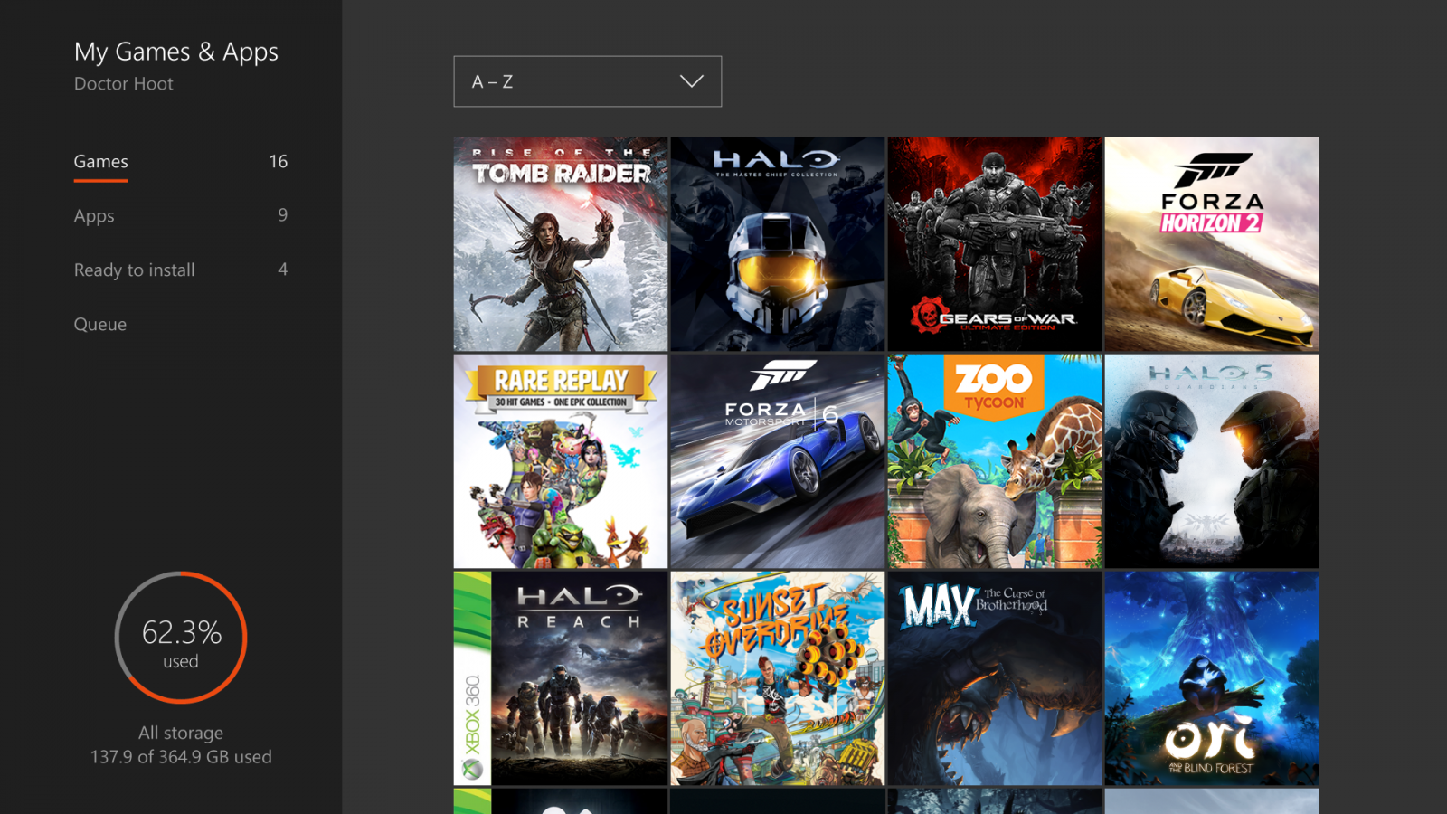 Xbox One Anniversary Dashboard