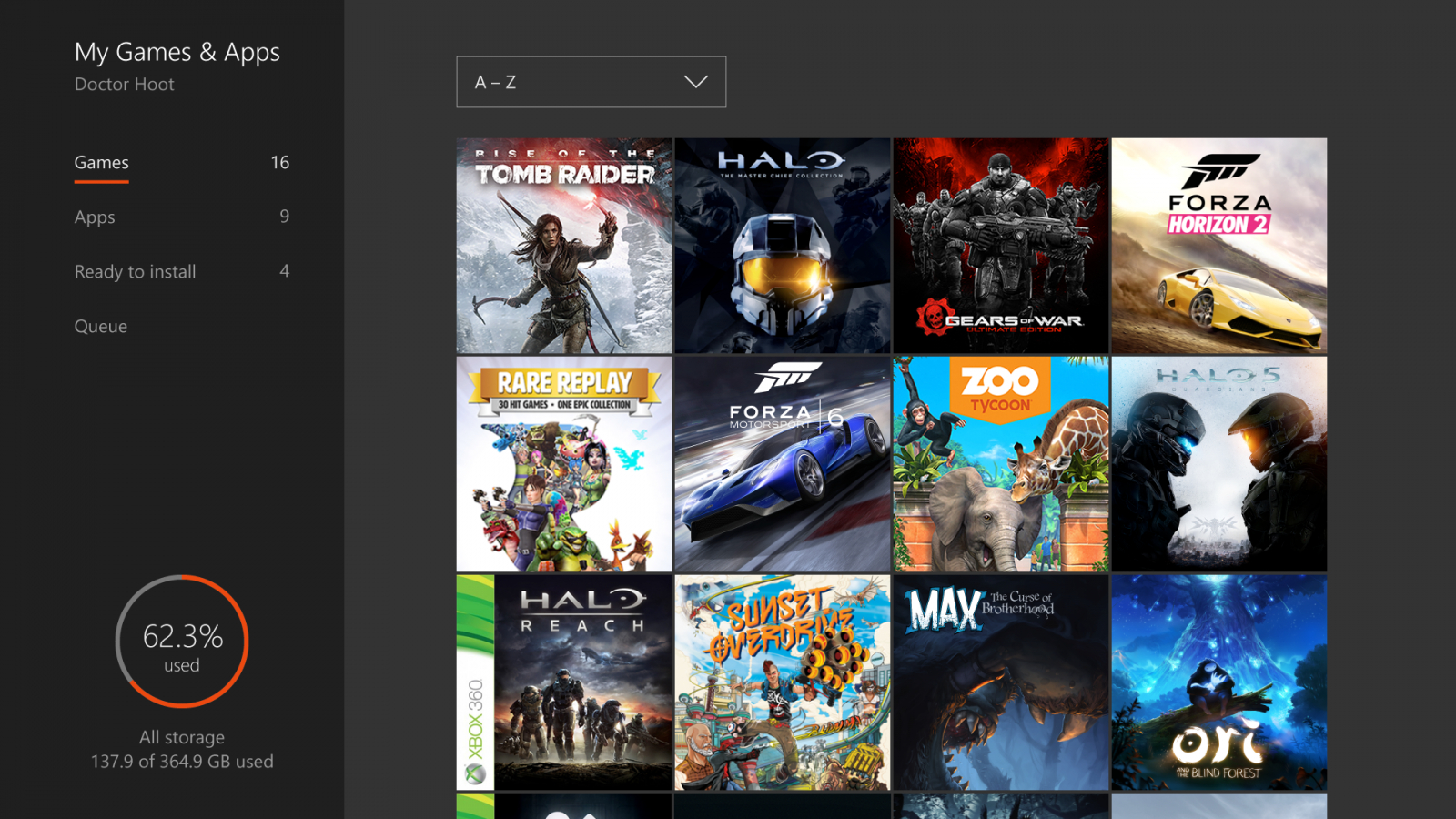 xbox one s dashboard