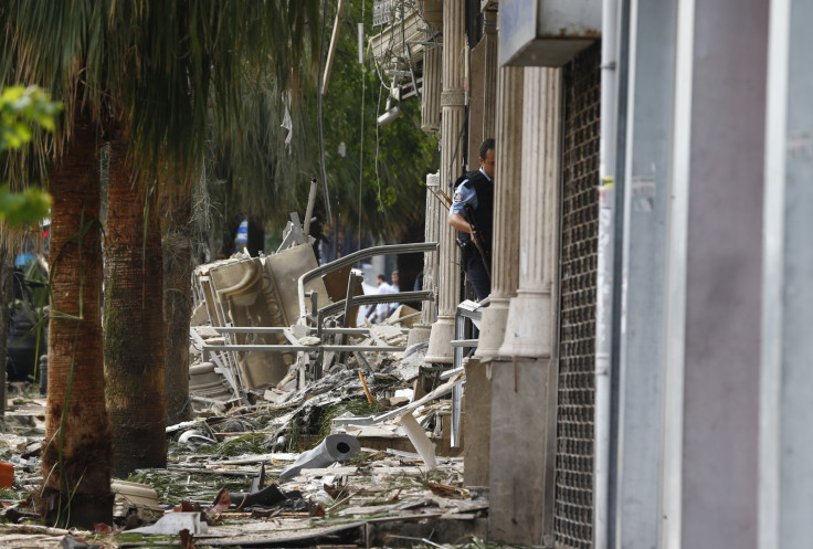 Police inspect the scene