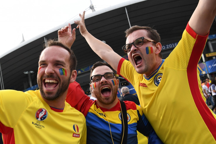 Romanian fans outside the ground