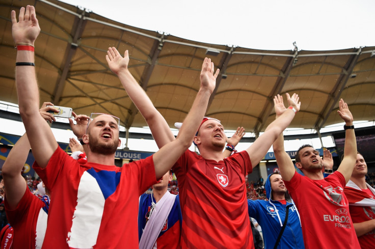 Czech fans sing their anthem