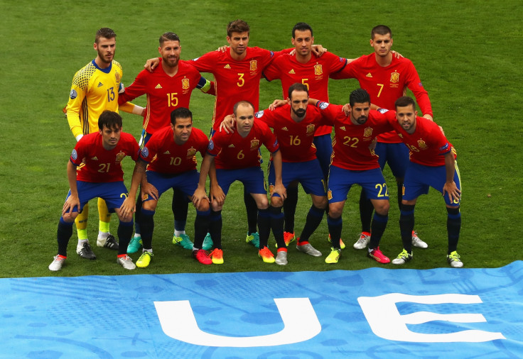 Spain pose for a pre-match picture