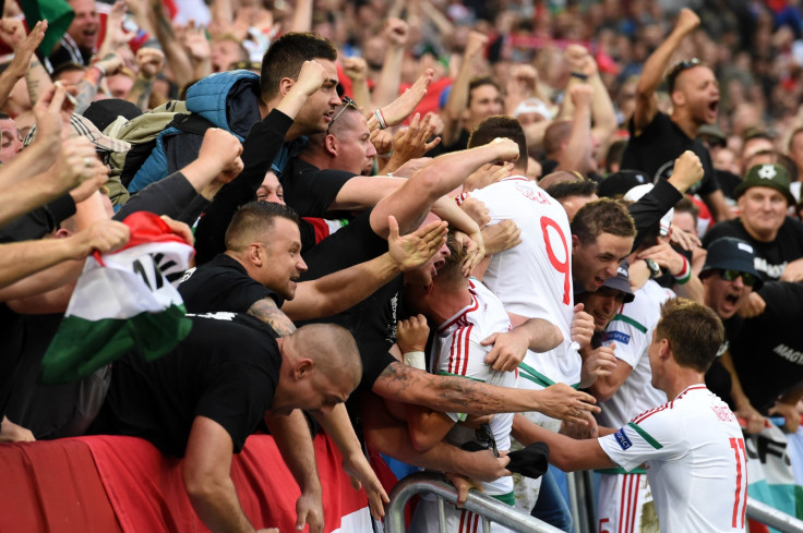 Hungary's players and fans celebrate