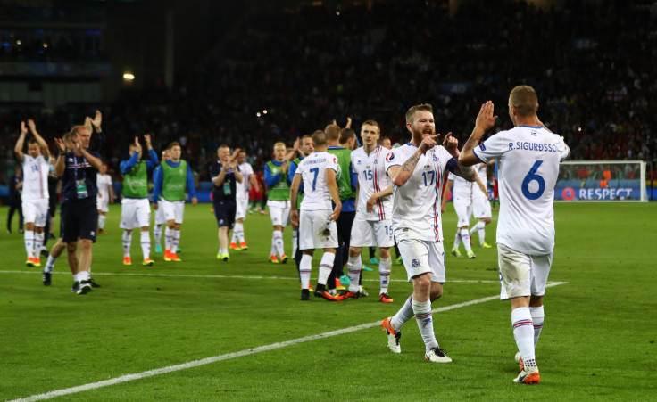 Iceland celebrate Portugal draw. 