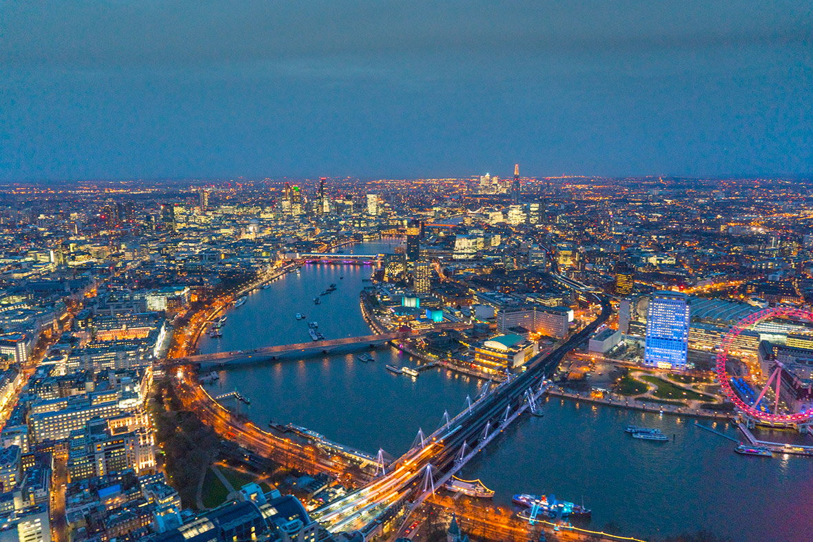 Aerial photos London night
