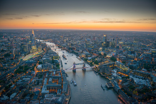 Aerial photos London night