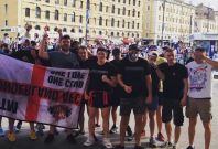 Russian hooligans pose in Marseille