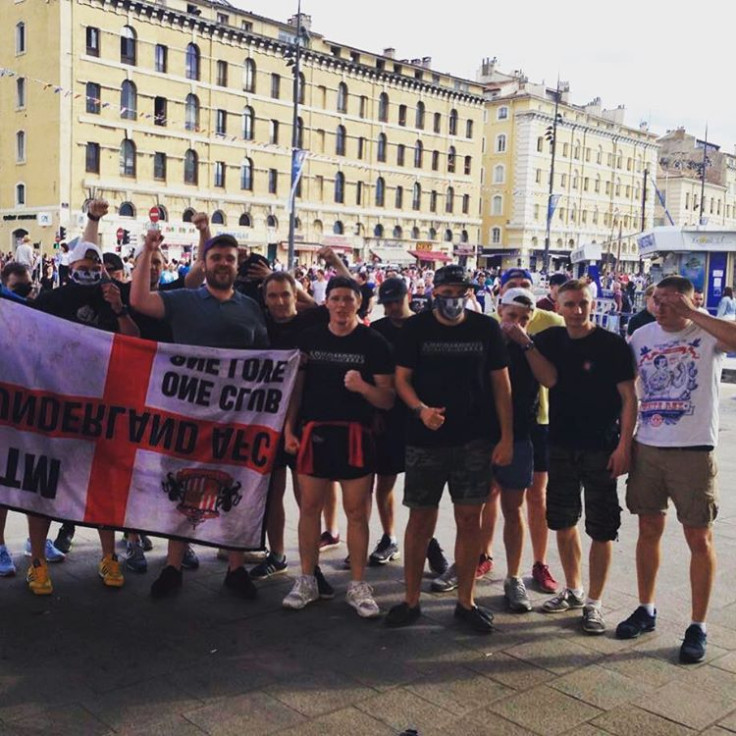 Russian hooligans pose in Marseille