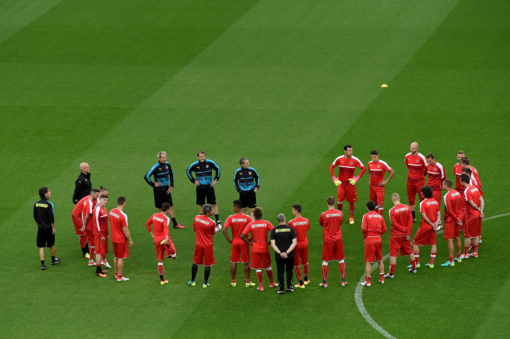 The Austrians during a training session 