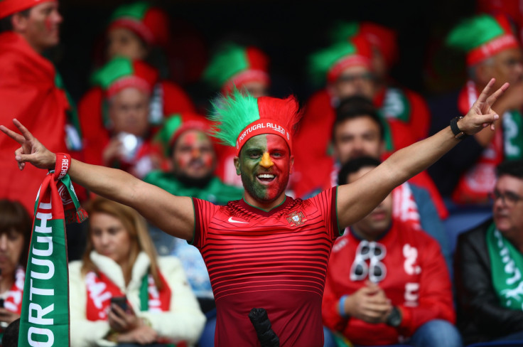 A Portugal fan in the stands