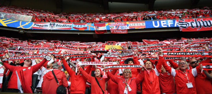 Austrian fans inside the stadium