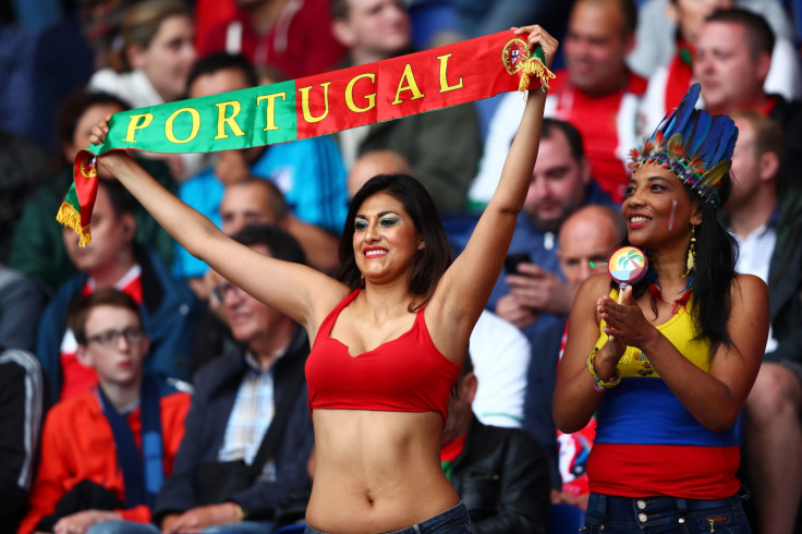 A Portugal fan cheers her team