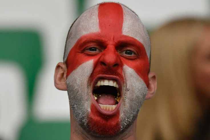 An England fan inside the stadium