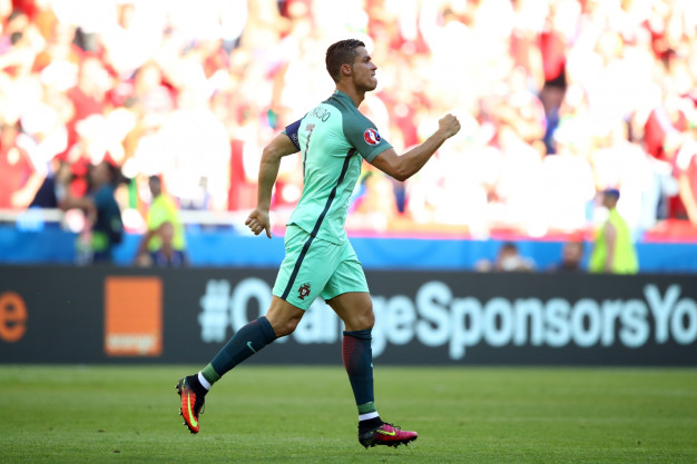 Ronaldo punches the air Ronaldo punches the air