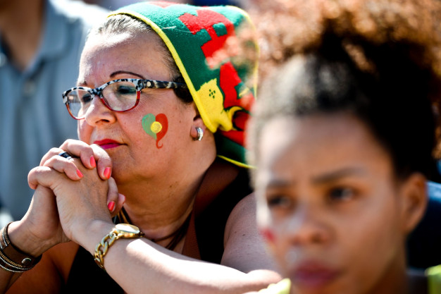 A Portugal fan can barely watch A Portugal fan can barely watch