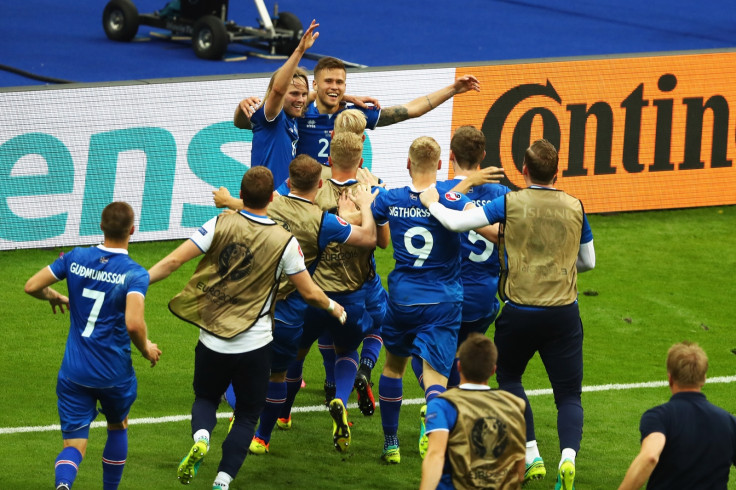 Iceland celebrate their winning goal