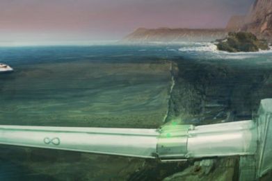 Hyperloop One's underwater transport system concept art