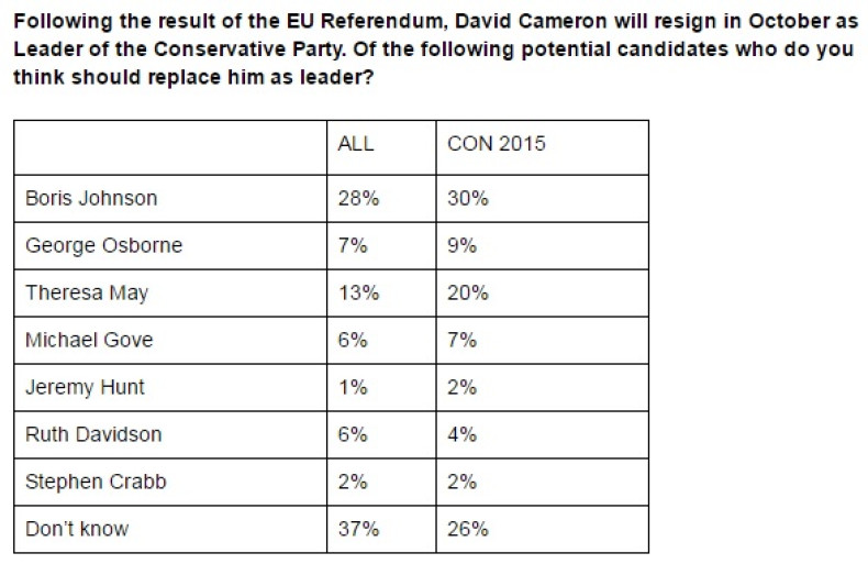 Survation Conservative leaders poll