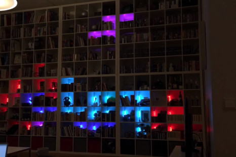 Ikea bookcase programmed to play Tetris